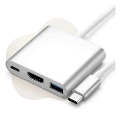 Cabo Adaptador 3 em 1 Tipo C p/ HDMI 4K C 3.1 USB 3.0 — foto 1