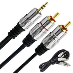Cabo P2 / RCA Fitz 2M - P2 Estereo + 2 RCA Macho Plug Metal — foto 2